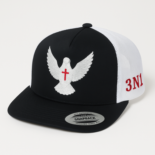 3N1 Trucker Snapback – Black & White Dove Edition